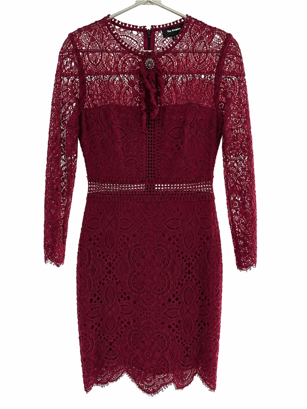 The Kooples Burgundy Crochet Lace Midi Dress